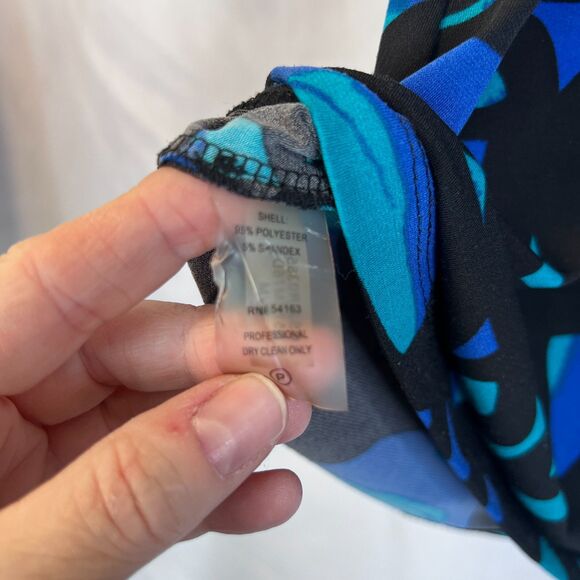 Calvin Klein Bold Abstract Tank Blouse Artsy Pleated Neckline Size XL Office - Picture 7 of 8